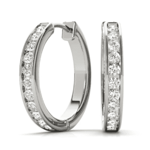 Channel-Set Diamond Hoop Earrings